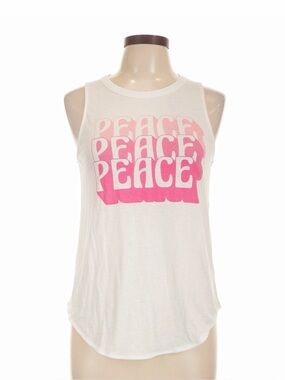 Chaser White and Pink Thin Tee T Shirt Top Tank Large
